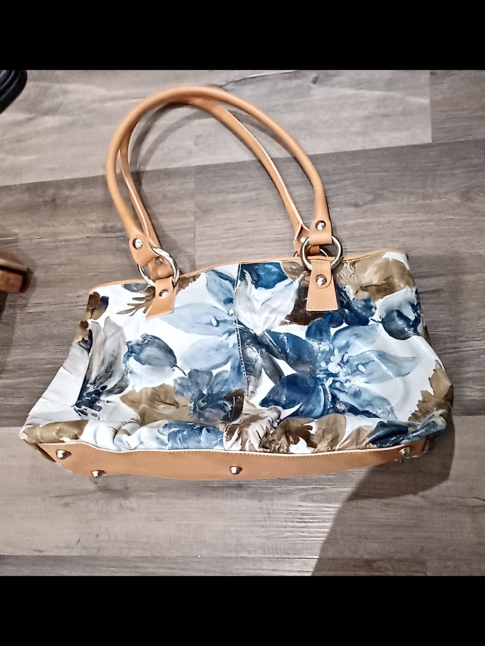 Maurizio Taiuti Hand Painted Floral Fine Leather Tote Bag Made In Italy